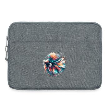 Leuchtender Betta Splendens, Kampffsich bunt - Laptoptasche 15" - Grau meliert - Vorne