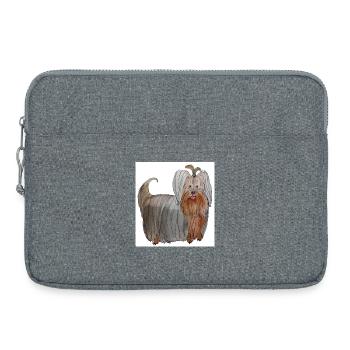 Yorkshire terrier Autocollant - Sacoche pour ordinateur portable 15 pouces - gris chiné - Devant