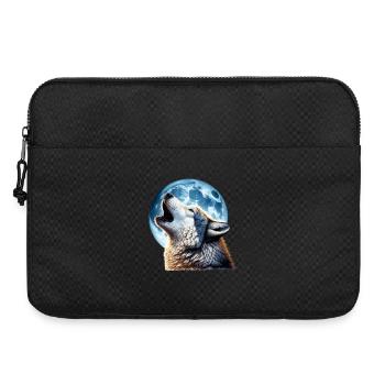 Wolf howls at the full moon - Laptop bag 15" - black - Front