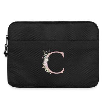 C Monogramm, Floral, personalisierbar - Laptoptasche 15" - Schwarz - Vorne