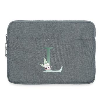 L Monogram, Floral, Personalizable - Laptop bag 15" - heather grey - Front