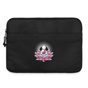 Peaceful meditating cat in lotus flower - Laptop bag 15" - black - Front