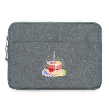Motif de cupcake d’anniversaire coloré avec bougie - Sacoche pour ordinateur portable 15 pouces - gris chiné - Devant