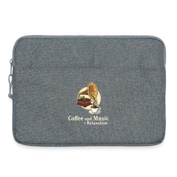 Café et musique = détente - Sacoche pour ordinateur portable 15 pouces - gris chiné - Devant