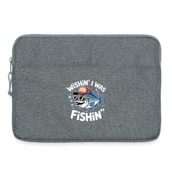 Witziger Angelfisch mit Hut und Sonnenbrille - Laptoptasche 15" - Grau meliert - Vorne