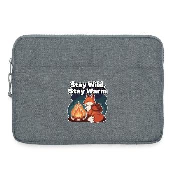 Bleib wild, bleib warm - Fuchs am Lagerfeuer - Laptoptasche 15" - Grau meliert - Vorne