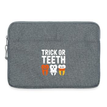 Trick or Teeth Halloween Tee - Laptop bag 15" - heather grey - Front