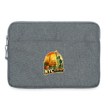 Retro NYC Skyline-Aufkleber - Laptoptasche 15" - Grau meliert - Vorne