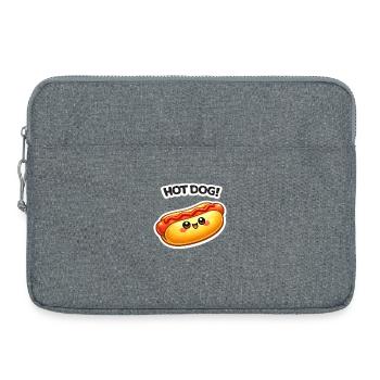 Kawaii Hotdog Sticker Motiv - Laptoptasche 15" - Grau meliert - Vorne