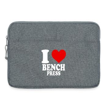 I Love Bench Press Gym Bodybuilding Fitness - Laptop bag 15" - heather grey - Front