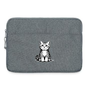 Katzenbaby_sitzend_schwarzweiss - Laptoptasche 15" - Grau meliert - Vorne