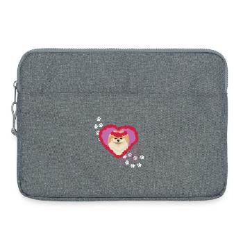 Pomeranian Visage de Putre au Repos - Sacoche pour ordinateur portable 15 pouces - gris chiné - Devant