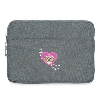 Visage de au repos Shih Tzu - Sacoche pour ordinateur portable 15 pouces - gris chiné - Devant