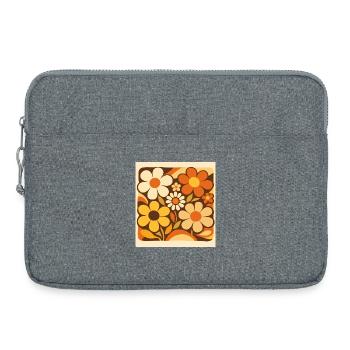 Retro flowers in shades of yellow - Laptop bag 15" - heather grey - Front