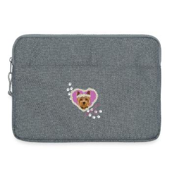 Yorksire Terrier à visage de b !tch au repos - Sacoche pour ordinateur portable 15 pouces - gris chiné - Devant