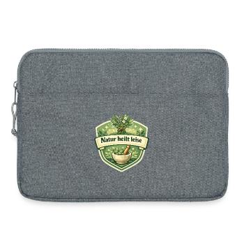 Natur heilt leise Kräuterlogo - Laptoptasche 15" - Grau meliert - Vorne