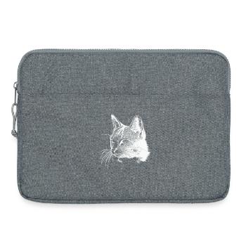 Cat head - White - Laptop bag 15" - heather grey - Front