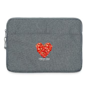 Je t’aime de ma tête tomates coeur rouge - Sacoche pour ordinateur portable 15 pouces - gris chiné - Devant