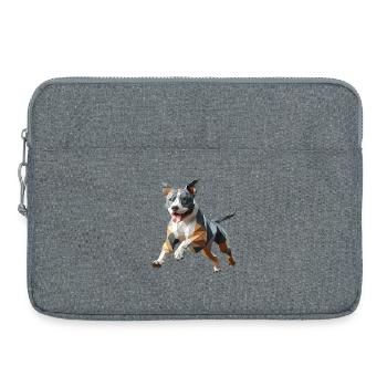 Staffy origami 3d geometric dog - Laptop bag 15" - heather grey - Front