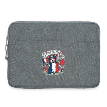 Freche Französische Flagge Hündchen - Laptoptasche 15" - Grau meliert - Vorne