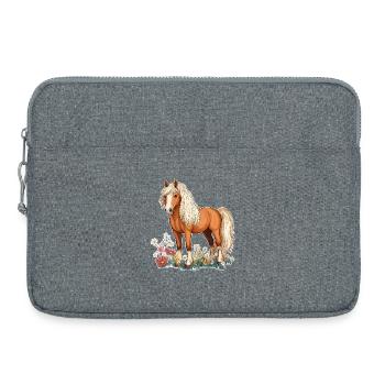Pferd auf Wiese - Laptoptasche 15" - Grau meliert - Vorne