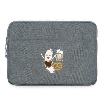 Weißwurst à la bière et bretzel - drôle & bavarois - Sacoche pour ordinateur portable 15 pouces - gris chiné - Devant