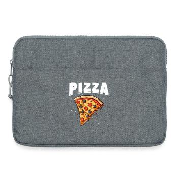 Pizza slice with black and red toppings - Laptop bag 15" - heather grey - Front