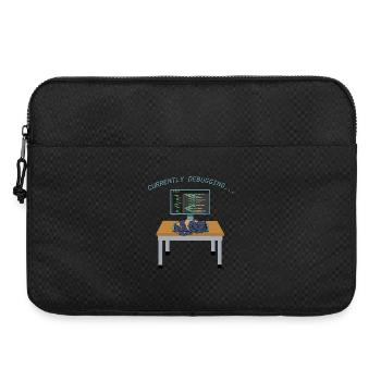 Katze beim Debuggen am Monitor - Laptoptasche 15" - Schwarz - Vorne
