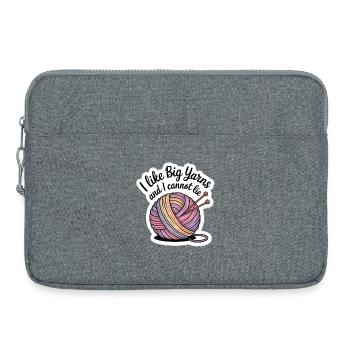 Big Yarns Cozy Wool Sticker – Craft & Knit - Laptoptasche 15" - Grau meliert - Vorne