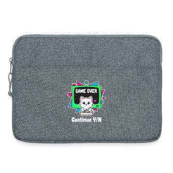 Retro Katzen Controller Game Over - Laptoptasche 15" - Grau meliert - Vorne