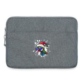 Paon oiseau Noël drôle - Sacoche pour ordinateur portable 15 pouces - gris chiné - Devant