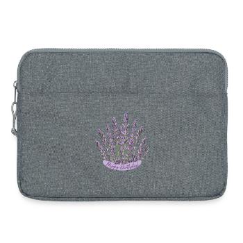 Anniversaire lavande Fleur violette - Sacoche pour ordinateur portable 15 pouces - gris chiné - Devant