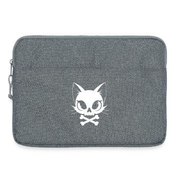 Totenkopf Katze | Kawaii Skull & Bones Motiv - Laptoptasche 15" - Grau meliert - Vorne