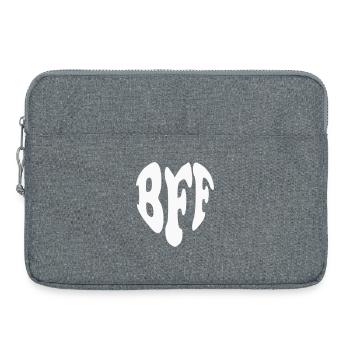 Cœur de Meilleurs Amis pour Toujours - Couleur personnalisable - Sacoche pour ordinateur portable 15 pouces - gris chiné - Devant