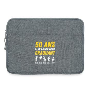 50 ans humour anniversaire vintage - Sacoche pour ordinateur portable 15 pouces - gris chiné - Devant