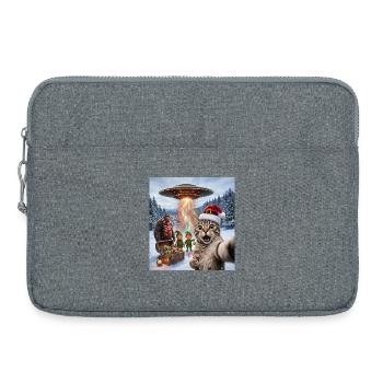 Chat de Noël dans un selfie d’OVNI - Sacoche pour ordinateur portable 15 pouces - gris chiné - Devant