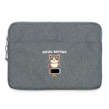 Chat à faible batterie sociale - Sacoche pour ordinateur portable 15 pouces - gris chiné - Devant
