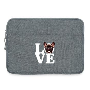 LIEBE Französischer Bulldoggen-Hund Hundeliebhaber Lustig - Laptoptasche 15" - Grau meliert - Vorne