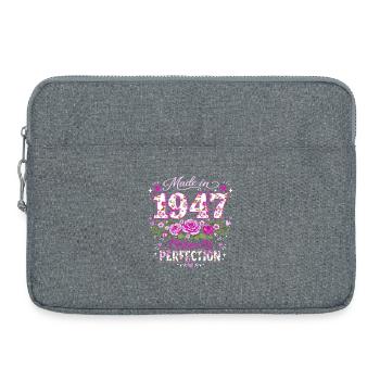 Geschenk 79 Years Woman – Geburtstag 1947 Floral - Laptoptasche 15" - Grau meliert - Vorne