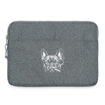 Bulldogge-Rauch-Schablone Porträt - Laptoptasche 15" - Grau meliert - Vorne