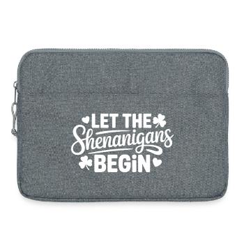 Shenanigans Begin: Playful Phrase Tee - Laptop bag 15" - heather grey - Front