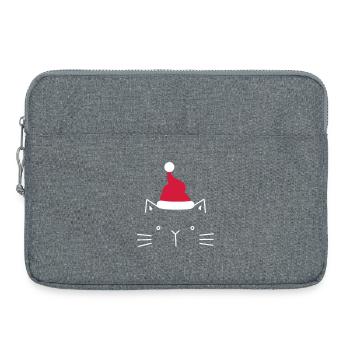 Cat face Santa Claus Christmas gift - Laptop bag 15" - heather grey - Front