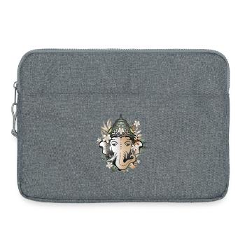 Le dieu éléphant Ganesha décoré de fleurs - Sacoche pour ordinateur portable 15 pouces - gris chiné - Devant