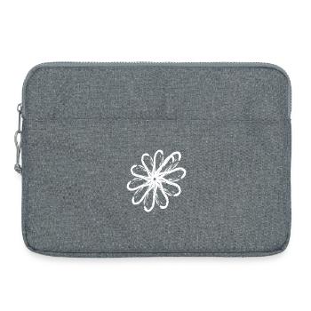 Pattern border effect flower white - Laptop bag 15" - heather grey - Front