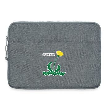 Vivid dandelion illustration with 🌞 motivation! - Laptop bag 15" - heather grey - Front