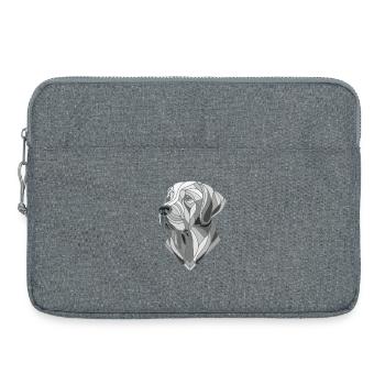 Tête labrador retriever art géométrique, polygone - Sacoche pour ordinateur portable 15 pouces - gris chiné - Devant