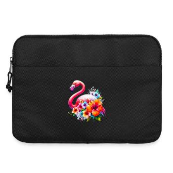Flamingo decorated with hibiscus flowers - Laptop bag 15" - black - Front