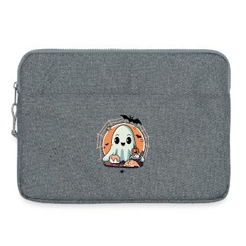 Kawaii Ghost with Sushi - Halloween Food Fun - Laptop bag 15" - heather grey - Front