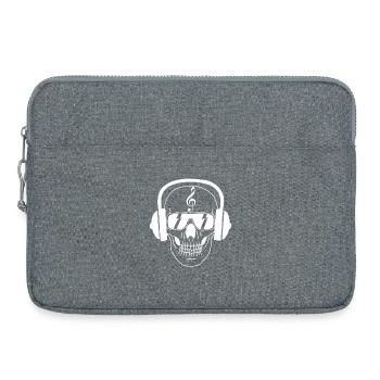 Tête de mort musicien (blanc) - Sacoche pour ordinateur portable 15 pouces - gris chiné - Devant