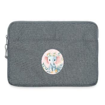 Sanftes Elefantenbaby mit Blumenkranz - Laptoptasche 15" - Grau meliert - Vorne
